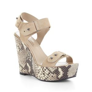 NWOT BCBG Snake Skin Wedge Heel Sandal